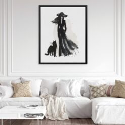 Woman with Cat - Luxury Wall Art